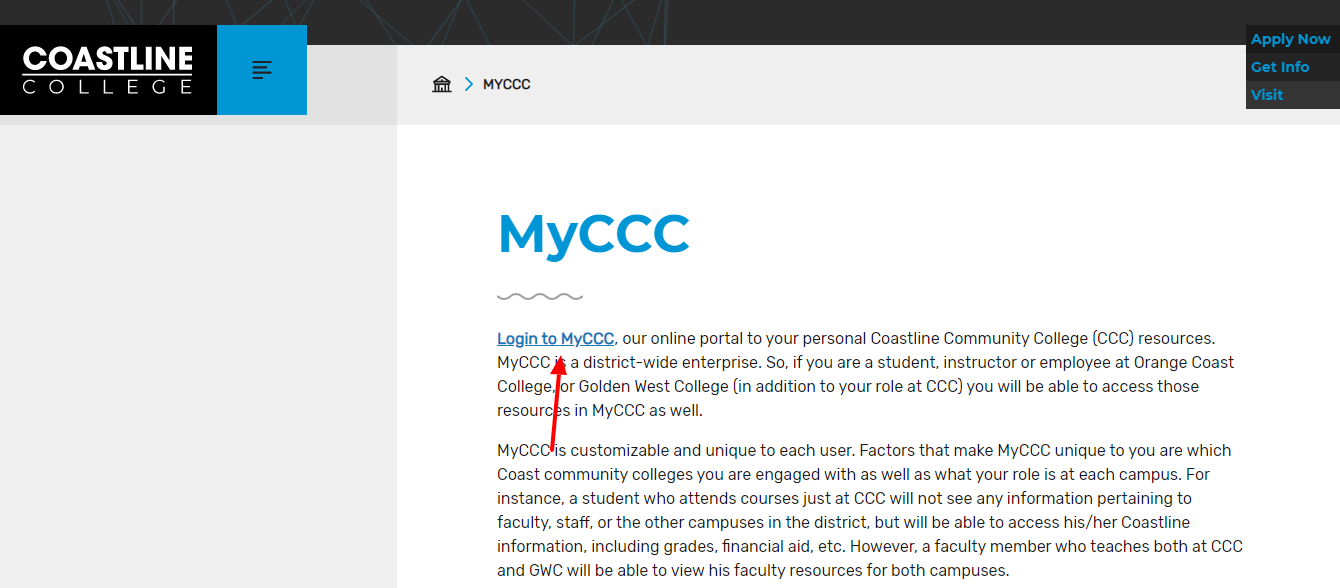 MyCCC Coastline College Login